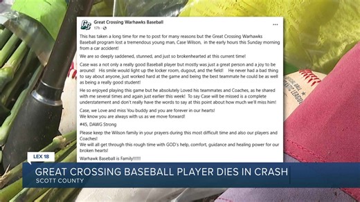 GC baseball player dies in crash