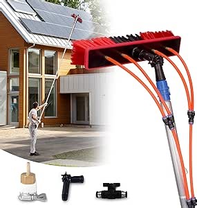 Water Fed Pole Kit Adjustable Solar Panel Cleaning Kit Cleaner Tool for Window Glass Roof Outdoor Glass Brush Window Washing Equipment (24FT)