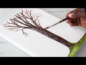 Paint a tree trunk like a pro in LESS THAN 8minutes (subtitle instructions)