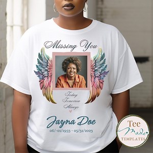 Angel Wings Memorial T-shirt, in Loving Memory, Rest in Peace, Funeral & Remembrance, Missing Loved One, Sublimation Photo Shirt, RIP Png - Etsy