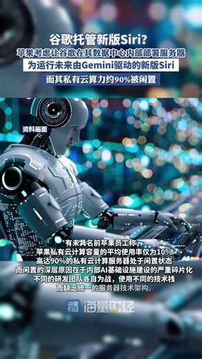 谷歌托管新版Siri？蘋果考慮讓谷歌在其數據中心內部部署服務器，為運行未來由Gemini驅動的新版Siri。而其私有云算力約90%被閑置（界面新聞）