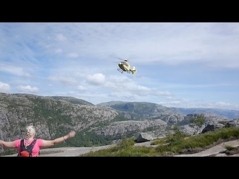 Helicopter Rescues Injured Hiker at Pulpit Rock Norway (FULL VIDEO)