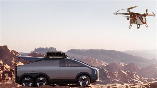 Watch mind-blowing mega car with its own foldout FLYING aircraft