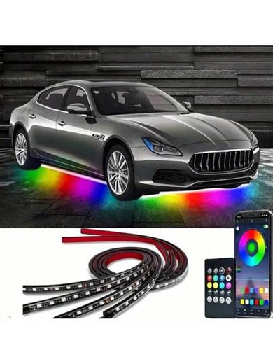 4 In 1 Colorful Undercar LED Light Strip - Remote And App Controlled, 16 Million Colors, Sync With Music - Cool Car Decorative Lights | SHEIN
