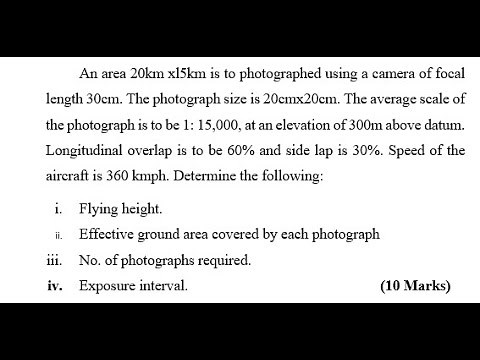 Problems on photogrammetry /Advanced surveying - photogrammetric surveying part 20 / globemech /vtu