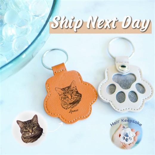 Custom Pet Memorial Keychain: Hair Keepsake Gift With Portrait Engraving, Pet Loss Gift - Etsy
