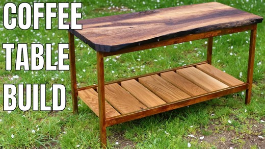 Building a live edge coffee table with metal base // woodworking & welding