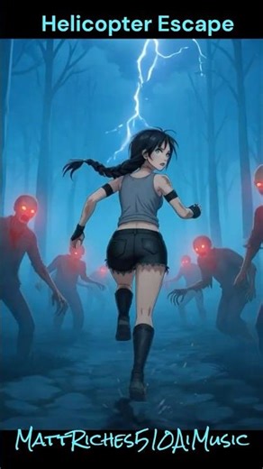 🚁 Helicopter Escape: Midnight Zombie Chase 🌕 | AI Anime Horror Short | Grok Imagine Cinematic