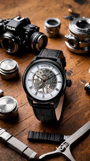 Official Invicta Stores on Instagram: "Invicta Specialty 32633 is a clean, stealthy classic that keeps the focus on mechanical character and everyday wearability. With a 42mm black-tone stainless-steel case, matching black metal dial, and a smooth silver-tone stainless-steel bezel, it’s the kind of piece that looks sharp from office hours to after hours. A comfortable black leather strap with buckle closure finishes the look, while a Flame Fusion crystal helps protect the dial for daily rotation