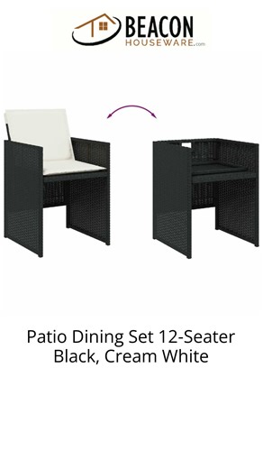 Patio Dining Set 12-Seater Black Cream White