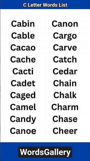 C Letter Words | 5 Letter Words List
