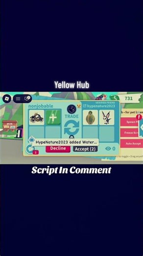 Adopt Me | Trade Freeze | Force Accept | Yellow Hub Script |