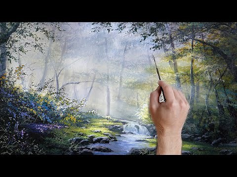 Mixed Media Forest Landscape (Acrylic & Oil) Painting