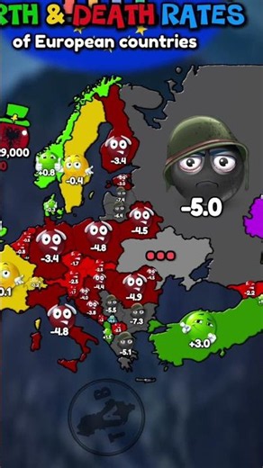The difference between the birth and death rates of your country #europe #mapguide #map #mapping