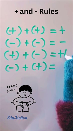 Basic rules of Plus (+) and Minus (-) #education #maths #learnmath #easymaths #mathstricks