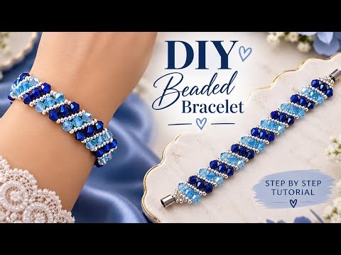 DIY Blue Crystal Beaded Bracelet | Elegant Bicone Jewelry Tutorial