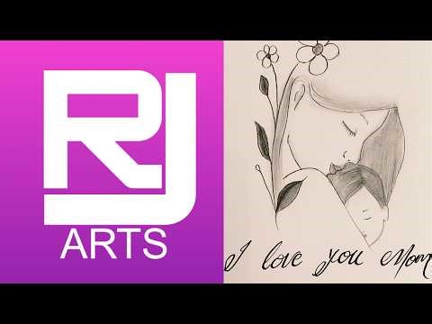 Happy mother's day | mother and a child sketch |tutorial step by step.