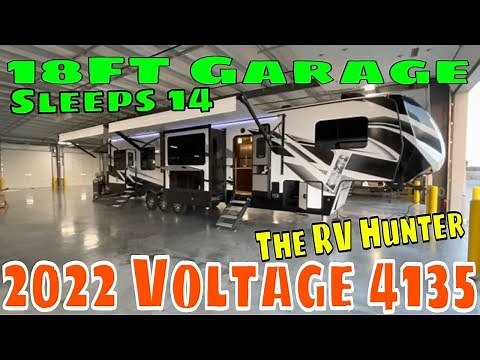 Luxury Toy Hauler with an 18FT Garage that sleeps 14 People!? 2022 Voltage 4135 by The RV Hunter