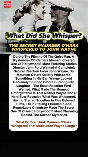 The Secret Maureen O'Hara Whispered to John Wayne #shortvideo #hollywood #johnwayne