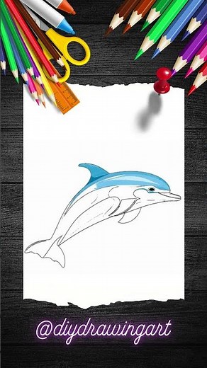 How to Draw a Cute dolphin Easy Step-by-Step Tutorial for Kids & Beginners. #easydrawing
