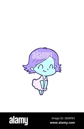 stretching up animation of cartoon friendly girl design Stock Video Footage - Alamy