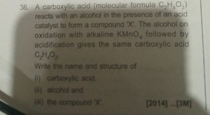 A carboxylic acid (molecular formula \mathrm { C } _ { 2 } \mat... | Filo