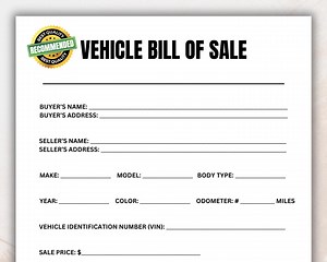 Vehicle Bill of Sale. Vehicle Bill of Sale Template. Printable Motor Vehicle Sale Contract. Printable Car Sale Form. Instant Download PDF - Etsy