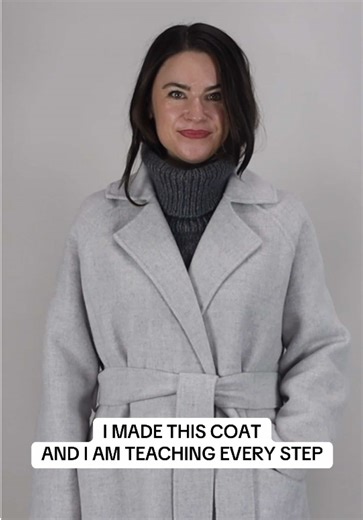 I made this coat from double-faced splittable wool fabric and I’m teaching every step in a 3 part series on YouTube. You will learn: ✔ techniques for splittable fabric ✔ drafting an unlined coat ✔ sewing an unlined coat ✔ luxury edge finishes Full tutorials launching every Sunday on YouTube. #coatmaking #doublefacedwool #sewingtutorial #fashioneducation #sewingtok