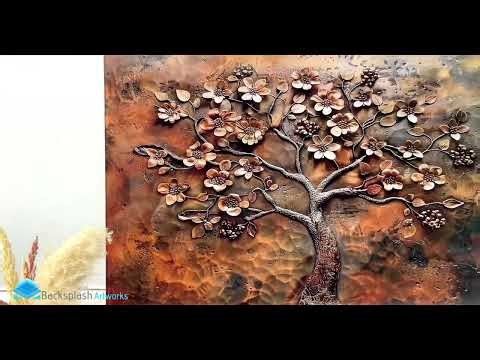 Antique Bronze Blossom - Glass Kitchen Backsplash