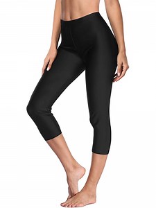 Sociala Women's High Waisted Swim Bottoms Capris Legging Sport Swimming Pants UPF 50
