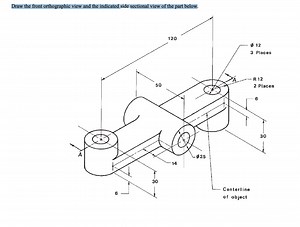 Draw the front orthographic view and the indicated side section... | Filo
