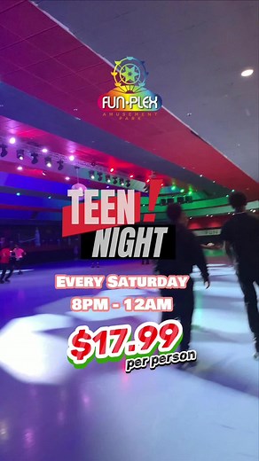 GET READY TO ROLL INTO AN EPIC EVENING OF FUN! Join us this Saturday for Teen Night Skating, where the excitement never stops. #skatenight #teennight #saturdaynights #weekendfun #rollerskater #rollerskating #houstonfunplex #houstonskate #skaterink #skatingisfun #skatetime