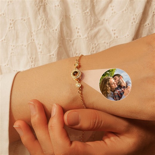 Custom Photo Projection Bracelet - Photo Bracelet - Picture Inside Bracelet - Couple Bracelet - Memorial Bracelet - Anniversary Gift for Her - Etsy