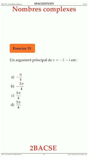 Exercice 15 Serie 8 Les Nombres complexes 2BACSE Maths space2study M2BSES8v15 #shorts