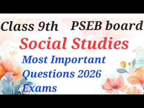 PSEB Class 9th Most Important Social Studies Questions Pre board 2026