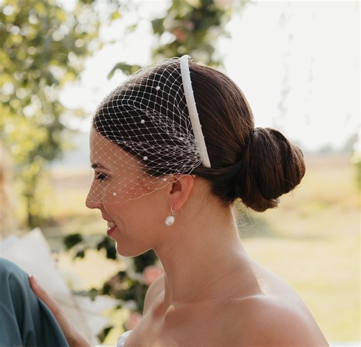 Birdcage Pearl Veil Headband: Pearl Wedding Headband Veil With Pearls - Etsy UK