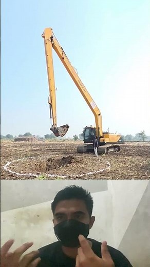 Excavator Digging an Extremely Deep Hole