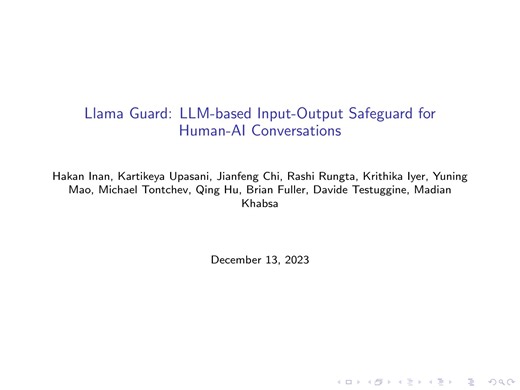 基于LLM的输入输出安全保障模型：Llama Guard在人机对话中的应用