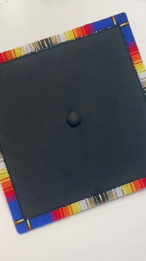 Beading grad caps is no joke!! There is approx. 8,000 seed beads per cap 😵 #beadwork #beading #nativetiktok #handmade #indigenous