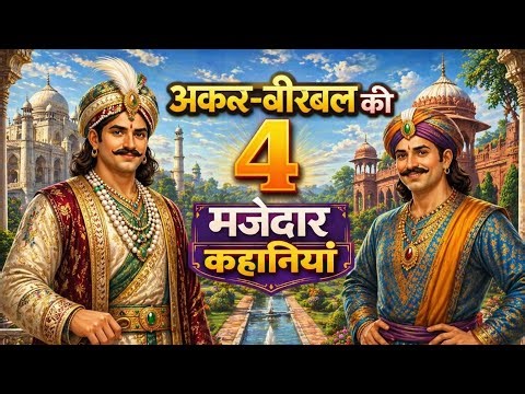 4 funny stories of Akbar Birbal 🤩 || akbar birbal hindi kahani 😃 cartoon videos