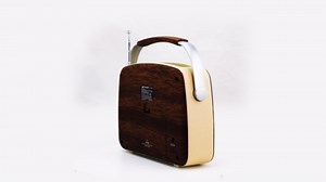 Emerson EAS-3002 Portable Bluetooth Retro Radio with AM/FM Tuner, USB/AUX Inputs, Built-in Rechargeable Battery, and Carrying Handle, Mahogany