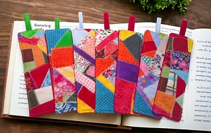 Patchwork Cotton Bookmarks - Crazy Quilted, Set of 2 - Etsy