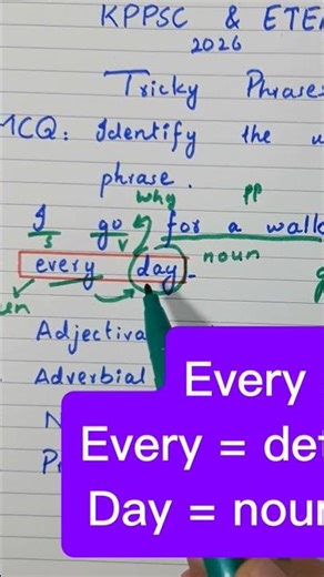 Is “Every Day” a Noun Phrase or Adverbial? #kppsc #sstgeneral