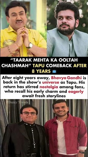 Tapu 'Bhavya Gandhi' Comeback After 8 Years In Taarak Мehta Ka Ooltah Chashmah#tapu#news