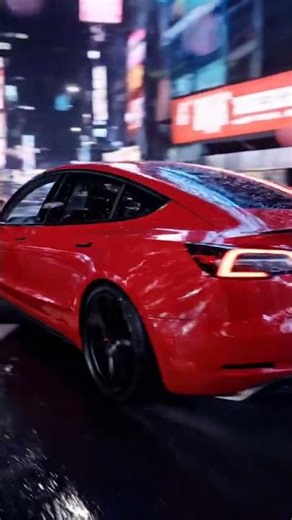 Tesla Model 3 Performance Drift — Neon Downtown Wet Night | FPV Drone (8-12s)