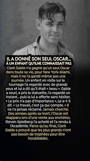 IL A DONNÉ SON SEUL OSCAR… À UN ENFANT QU’IL NE CONNAISSAIT PAS
