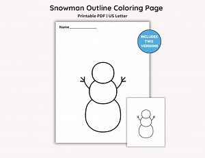 Snowman Outline Activity Coloring Page: Winter Craft Activity (PDF Printable) - Etsy UK