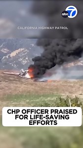 555K views · 6.1K reactions | A California Highway Patrol officer is being praised for his life-saving efforts following a fiery small plane crash in Santa Barbara County. New video shows Officer Ayala pulling the pilot away from the wreckage and flames moments before the plane exploded. https://abc7.la/4glUWjz | ABC7 | Facebook