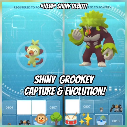 *NEW* Shiny Grookey & its Evolutions debut in Pokémon Go! 🐵🌳🥁✨️ #shorts #pokemongo (👍🏽 & Subscribe!)