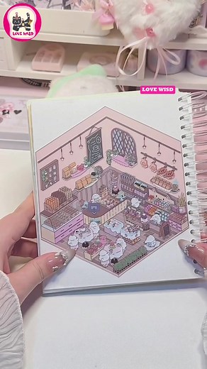 ASMR DIY 3D Sticker Scene: Coffee Cake Shop - Craft and Scrapbooking Tutorial